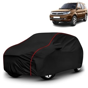 ayshu all-weather resistant car cover compatible with tata safari storme  triple-stitched mirror amp antenna pockets with elastic bottom hem amp buckle strap  dustproof uv protection