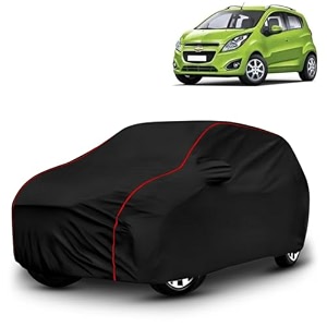 ayshu all-weather resistant car cover compatible with chevrolet beat  triple-stitched mirror amp antenna pockets with elastic bottom hem amp buckle strap  dustproof uv protection