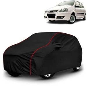 ayshu all-weather resistant car cover compatible with tata indica v2  triple-stitched mirror amp antenna pockets with elastic bottom hem amp buckle strap  dustproof uv protection