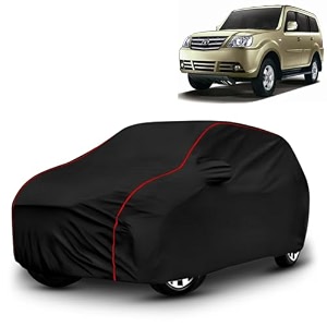 ayshu all-weather resistant car cover compatible with tata sumo grande mk ii  triple-stitched mirror amp antenna pockets with elastic bottom hem amp buckle strap  dustproof uv protection