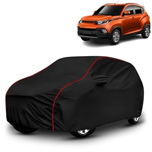 ayshu all-weather resistant car cover compatible with mahindra kuv100  triple-stitched mirror amp antenna pockets with elastic bottom hem amp buckle strap  dustproof uv protection