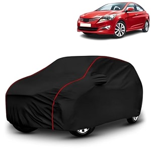 ayshu all-weather resistant car cover compatible with hyundai fluidic verna 4s  triple-stitched mirror amp antenna pockets with elastic bottom hem amp buckle strap  dustproof uv protection