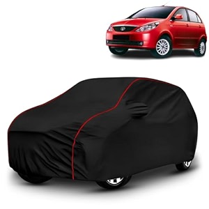 ayshu all-weather resistant car cover compatible with tata indica vista  triple-stitched mirror amp antenna pockets with elastic bottom hem amp buckle strap  dustproof uv protection