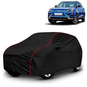 ayshu all-weather resistant car cover compatible with mahindra xuv400  triple-stitched mirror amp antenna pockets with elastic bottom hem amp buckle strap  dustproof uv protection