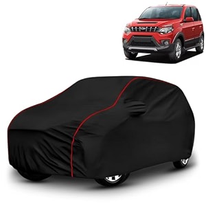 ayshu all-weather resistant car cover compatible with mahindra nuvosport  triple-stitched mirror amp antenna pockets with elastic bottom hem amp buckle strap  dustproof uv protection