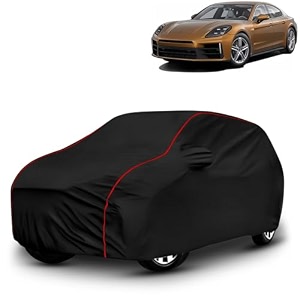 ayshu all-weather resistant car cover compatible with porsche panamera  triple-stitched mirror amp antenna pockets with elastic bottom hem amp buckle strap  dustproof uv protection