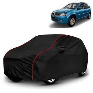ayshu all-weather resistant car cover compatible with mahindra verito vibe  triple-stitched mirror amp antenna pockets with elastic bottom hem amp buckle strap  dustproof uv protection