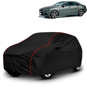 ayshu all-weather resistant car cover compatible with mercedes benz a-class limousine  triple-stitched mirror amp antenna pockets with elastic bottom hem amp buckle strap  dustproof uv protection