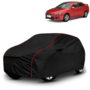 ayshu all-weather resistant car cover compatible with mitsubishi lancer evolution x  triple-stitched mirror amp antenna pockets with elastic bottom hem amp buckle strap  dustproof uv protection