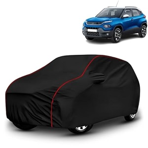 ayshu all-weather resistant car cover compatible with tata punch  triple-stitched mirror amp antenna pockets with elastic bottom hem amp buckle strap  dustproof uv protection