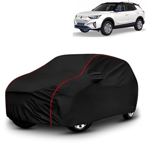 ayshu all-weather resistant car cover compatible with ssangyong korando  triple-stitched mirror amp antenna pockets with elastic bottom hem amp buckle strap  dustproof uv protection
