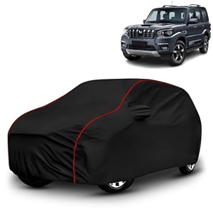 ayshu all-weather resistant car cover compatible with mahindra scorpio classic  triple-stitched mirror amp antenna pockets with elastic bottom hem amp buckle strap  dustproof uv protection
