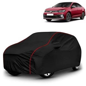 ayshu all-weather resistant car cover compatible with volkswagen virtus  triple-stitched mirror amp antenna pockets with elastic bottom hem amp buckle strap  dustproof uv protection