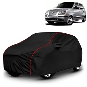 ayshu all-weather resistant car cover compatible with hyundai santro xing  triple-stitched mirror amp antenna pockets with elastic bottom hem amp buckle strap  dustproof uv protection