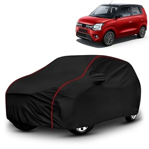 ayshu all-weather resistant car cover compatible with maruti suzuki wagonr  triple-stitched mirror amp antenna pockets with elastic bottom hem amp buckle strap  dustproof uv protection