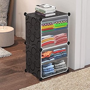 aysis multipurpose portable baby wardrobe organizer foldable collapsible diy plastic wardrobe organizer for clothes diy plastic black 4 layer
