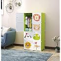 AYSIS Multipurpose Portable Baby Wardrobe Organizer, Foldable, Collapsible DIY Plastic Wardrobe Organizer for Clothes (DIY Plastic) Green, 8 Layer