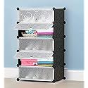 AYSIS Multipurpose Portable Baby Wardrobe Organizer, Foldable, Collapsible DIY Plastic Wardrobe Organizer for Clothes (DIY Plastic) Black, 6 Layer 2 Door