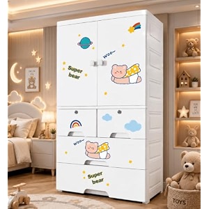 aysis premium modular wardrobe for bedroom kids room and home  spacious clothes storage cabinet with drawers and shelves  modern stylish design heavy duty multipurpose organizer -cuterabbit
