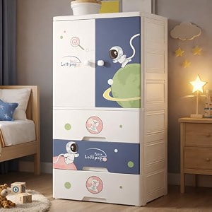 aysis premium modular wardrobe for bedroom kids room and home  spacious clothes storage cabinet with drawers and shelves  modern stylish design heavy duty multiuse organizer- sj6514-sky blue