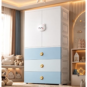 aysis premium modular wardrobe for bedroom kids room and home  spacious clothes storage cabinet with drawers and shelves  modern stylish design heavy duty multipurpose organizer -cuterabbit