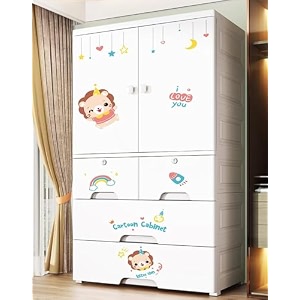 aysis premium modular wardrobe for bedroom kids room and home  spacious clothes storage cabinet with drawers and shelves  modern stylish design heavy duty multiuse organizer -hsm17144-lion