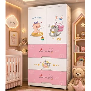 aysis premium modular wardrobe for bedroom kids room and home  spacious clothes storage cabinet with drawers and shelves  modern stylish design heavy duty multipurpose organizer -cuterabbit