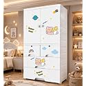 AYSIS Premium Modular Wardrobe for Bedroom, Kids Room and Home | Spacious Clothes Storage Cabinet with Drawers and Shelves | Modern Stylish Design, Heavy Duty, Multipurpose Organizer -CuteRabbit