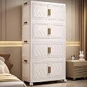 AYSIS Premium Modular Wardrobe for Bedroom, Kids Room and Home | Spacious Clothes Storage Cabinet with Drawers and Shelves | Modern Stylish Design, Heavy Duty, Multiuse Organizer - 4 Piece - Ivory