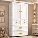 AYSIS Premium Modular Wardrobe for Bedroom, Kids Room and Home | Spacious Clothes Storage Cabinet with Drawers and Shelves | Modern Stylish Design, Heavy Duty, Multiuse Organizer -MS18932-White