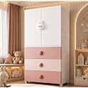 AYSIS Premium Modular Wardrobe for Bedroom, Kids Room and Home | Spacious Clothes Storage Cabinet with Drawers and Shelves | Modern Stylish Design, Heavy Duty, Multiuse Organizer- SJ6514-PINK Rabbit