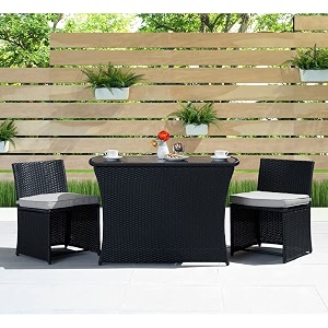 ayushi craft bar sets 2 chairs and 1 table set furniture for living room  outdoor  balcony  patio home graden  uv protection  bar table set  color - black