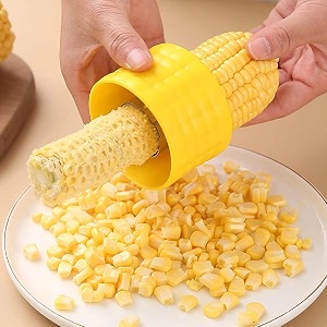 corn slicer corn peeler corn cutter corn chopper corn seeds remover corn stripper kernels remover with stainless steel blades manual kitchen tools multicolor small