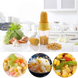 corn slicer corn peeler corn cutter corn chopper corn seeds remover corn stripper kernels remover with stainless steel blades manual kitchen tools multicolor large