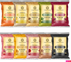 ayusoul ayurveda natural powder face pack of 10 multani beetroot rose charcoal each 40gm 400 g
