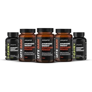 ayuvya i-gain amp lets gain weight gain combo  helps improve appetite amp digestion  promotes muscle recovery amp energy levels  for men amp women  100 ayurvedic combo pack of 5