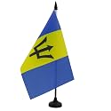 AZ FLAG Barbados Table Flag 6x8 in 100D Polyester Plastic Base