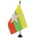 AZ FLAG Burma Table Flag 6x8 in 100D Polyester Plastic Base