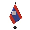 AZ FLAG Laos Table Flag 4x6 in Laotian 100D Polyester Plastic Base