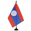 AZ FLAG Laos Table Flag 6x8 in Laotian 100D Polyester Plastic Base