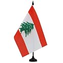 AZ FLAG Lebanon Table Flag 6x8 in 100D Polyester Plastic Base