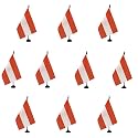 AZ FLAG Pack of 10 Austria Table Flags 6x8 in 100D Polyester Plastic Base