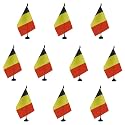 AZ FLAG Pack of 10 Belgium Table Flags 6x8 in 100D Polyester Plastic Base