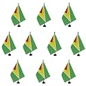 AZ FLAG Pack of 10 Guyana Table Flags 6x8 in 100D Polyester Plastic Base