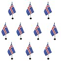 AZ FLAG Pack of 10 Iceland Table Flags 4x6 in 100D Polyester Plastic Base