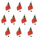 AZ FLAG Pack of 10 Portugal Table Flags 6x8 in 100D Polyester Plastic Base