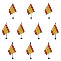 AZ FLAG Pack of 10 Spain Table Flags 4x6 in 100D Polyester Plastic Base