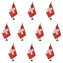 AZ FLAG Pack of 10 Switzerland Table Flags 6x8 in Plastic Base