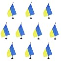 AZ FLAG Pack of 10 Ukraine Table Flags 6x8 in 100D Polyester Plastic Base