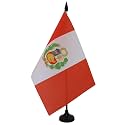 AZ FLAG Peru Table Flag 6x8 in 100D Polyester Plastic Base